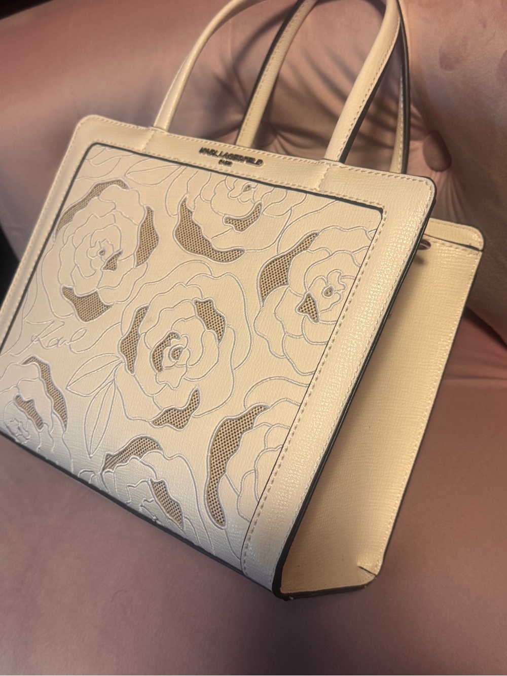 Karl lagerfeld Paris style L5JDC8BJ white medium floral handbag/purse - Picture 3 of 16